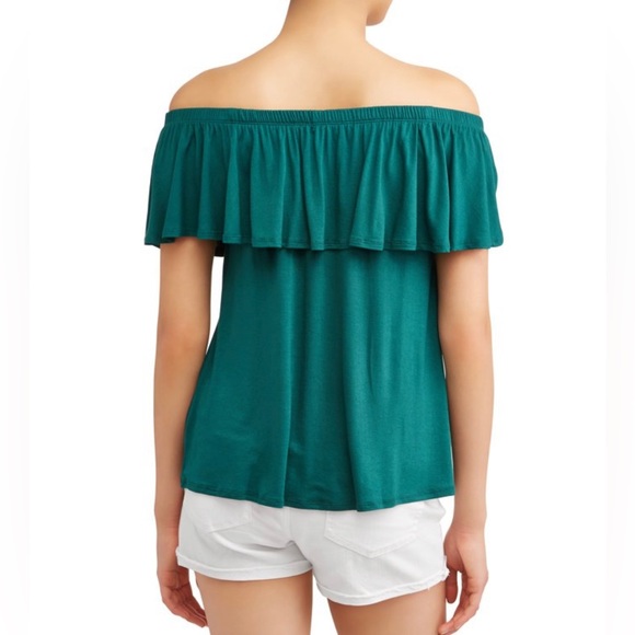 NWT Eye Candy Green Off The Shoulder Strapless Ruffle Top-Size M - Picture 2 of 7
